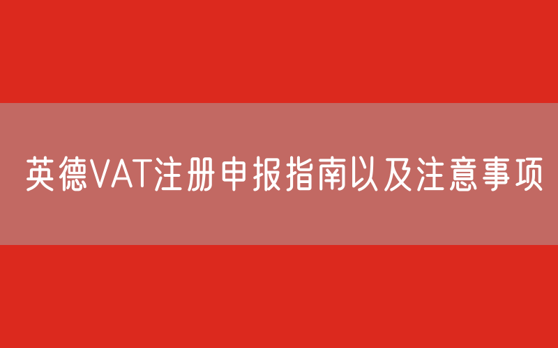 英德VAT注册申报指南以及注意事项