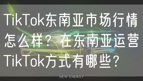 TikTok东南亚市场行情怎么样？在东南亚运营TikTok方式有哪些？